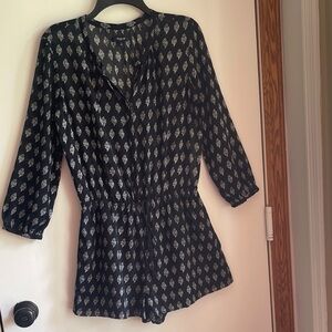 Madewell Black and White Patterned Romper Size Small